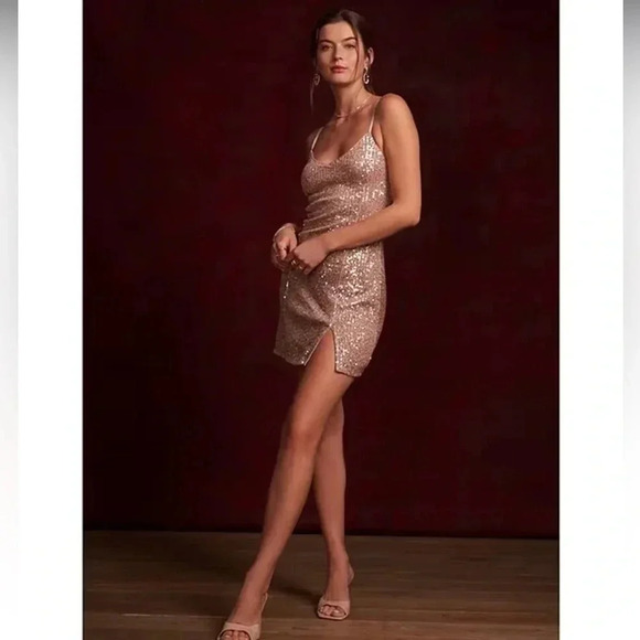 1. State Rose Gold sequined dress size 2 - Picture 1 of 11